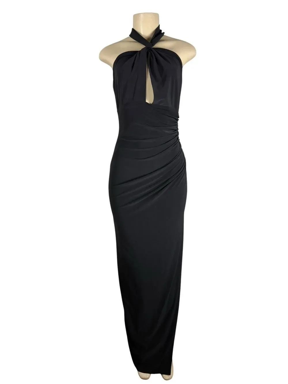 VINCE CAMUTO Black Halter Ruched Maxi Dress Size 6